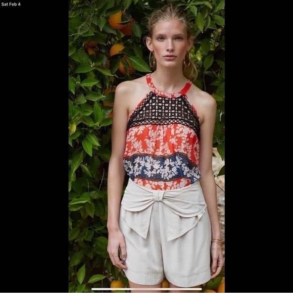 Anthropologie Meadow Rue Print crochet neck tank top - Picture 1 of 8